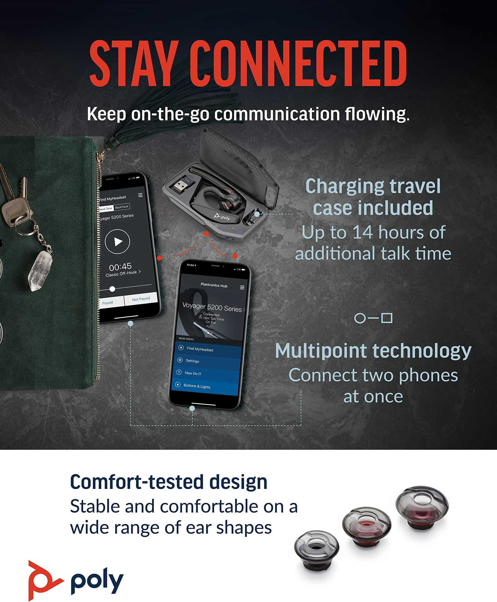 Poly Voyager 5200 UC – Professional Bluetooth Headset with 4-Mic Noise Cancellation & WindSmart Technology 7 Poly Voyager 5200 UC – Professional Bluetooth Headset with 4-Mic Noise Cancellation & WindSmart Technology - Image 7